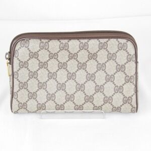 GUCCI GG Supreme Canvas Pouch, Women's, Brown